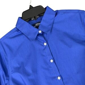 Lands End Preppy Coastal Office 3/4 Sleeve Button Down Shirt Women Sz 14
